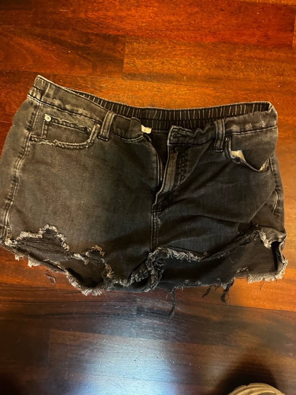 aerie Black Distressed Denim Cutoff Shorts